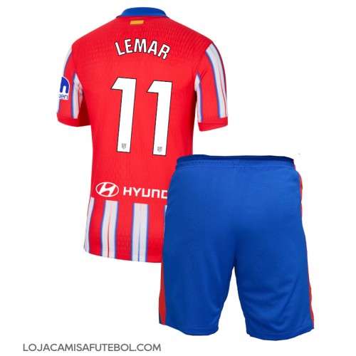 Camisa de Futebol Atletico Madrid Thomas Lemar #11 Equipamento Principal Infantil 2024-25 Manga Curta (+ Calças curtas)